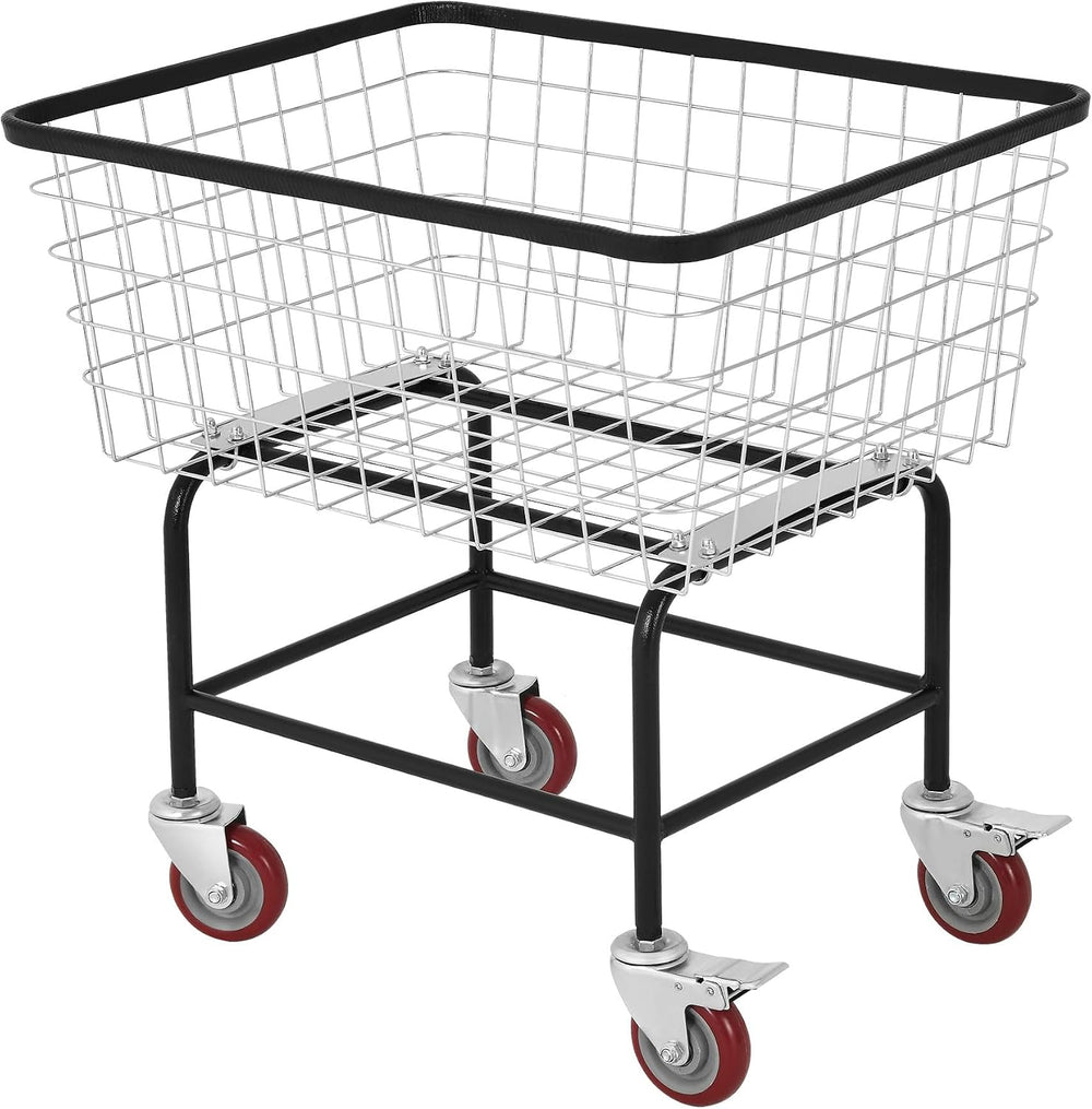 Large Rolling Laundry Cart with Wheels, Holds 2 Washer Loads, Steel