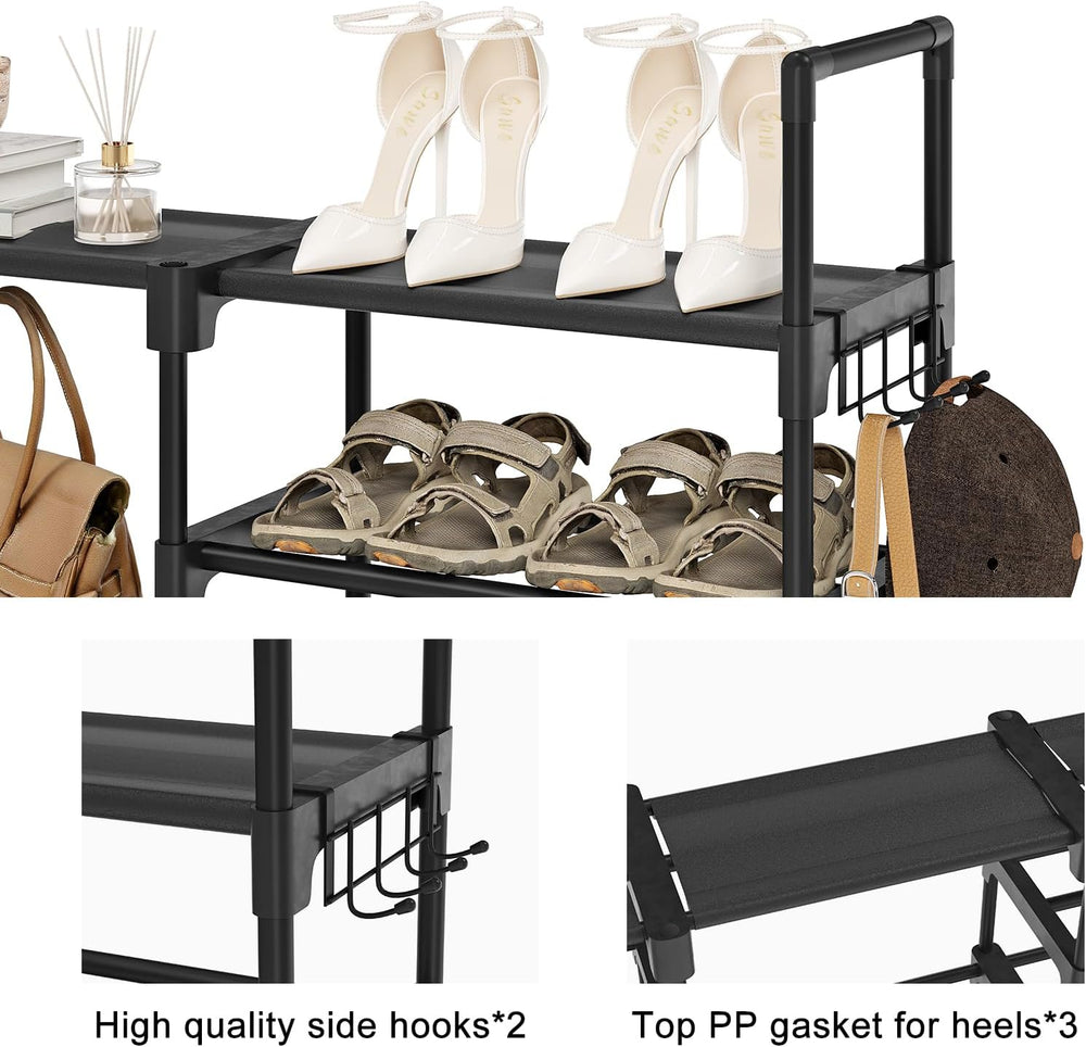 WOWLIVE 9 Tier 3-Column Shoe Rack, 50-55 Pairs Stackable Black