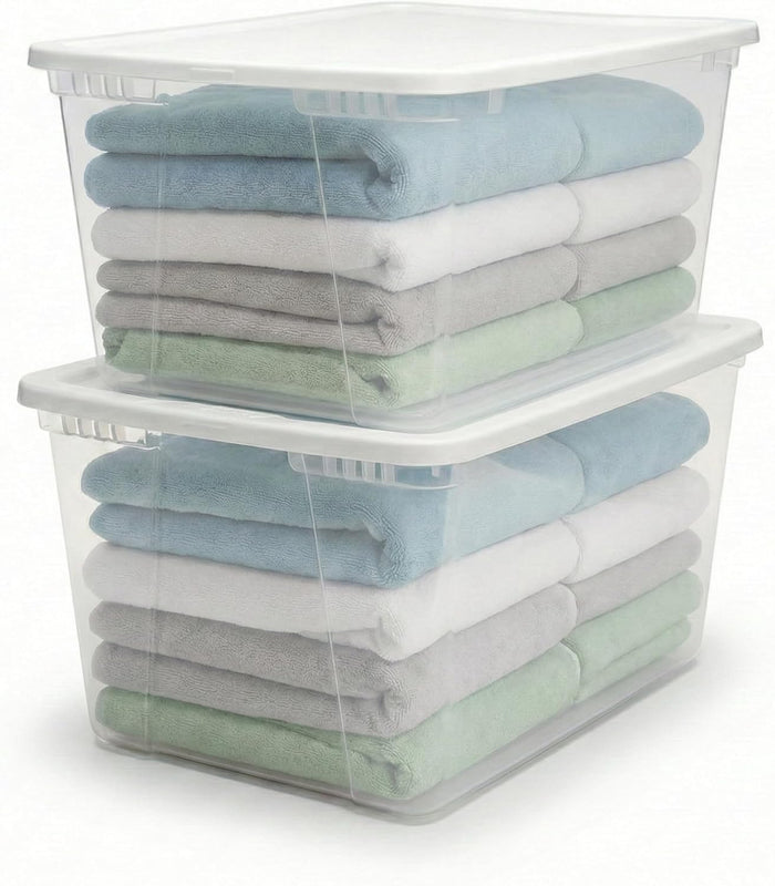 HOMZ Snaplock, Large Clear Plastic Storage Organizer Bins w/Lids, 2 Pack