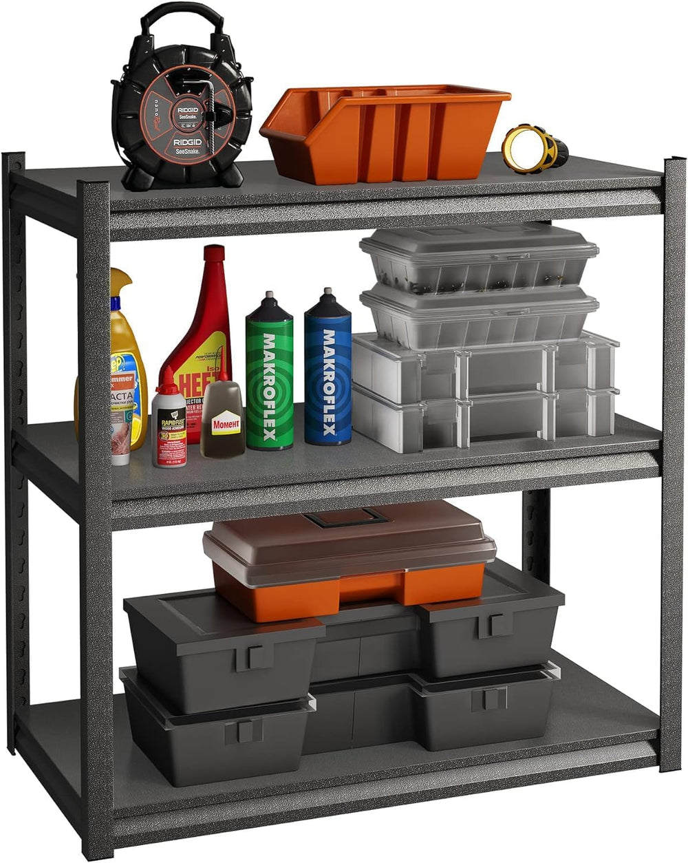 32" W Garage Shelving,900LBS Loads Adjustable Garage Storage Shelves, 3-...