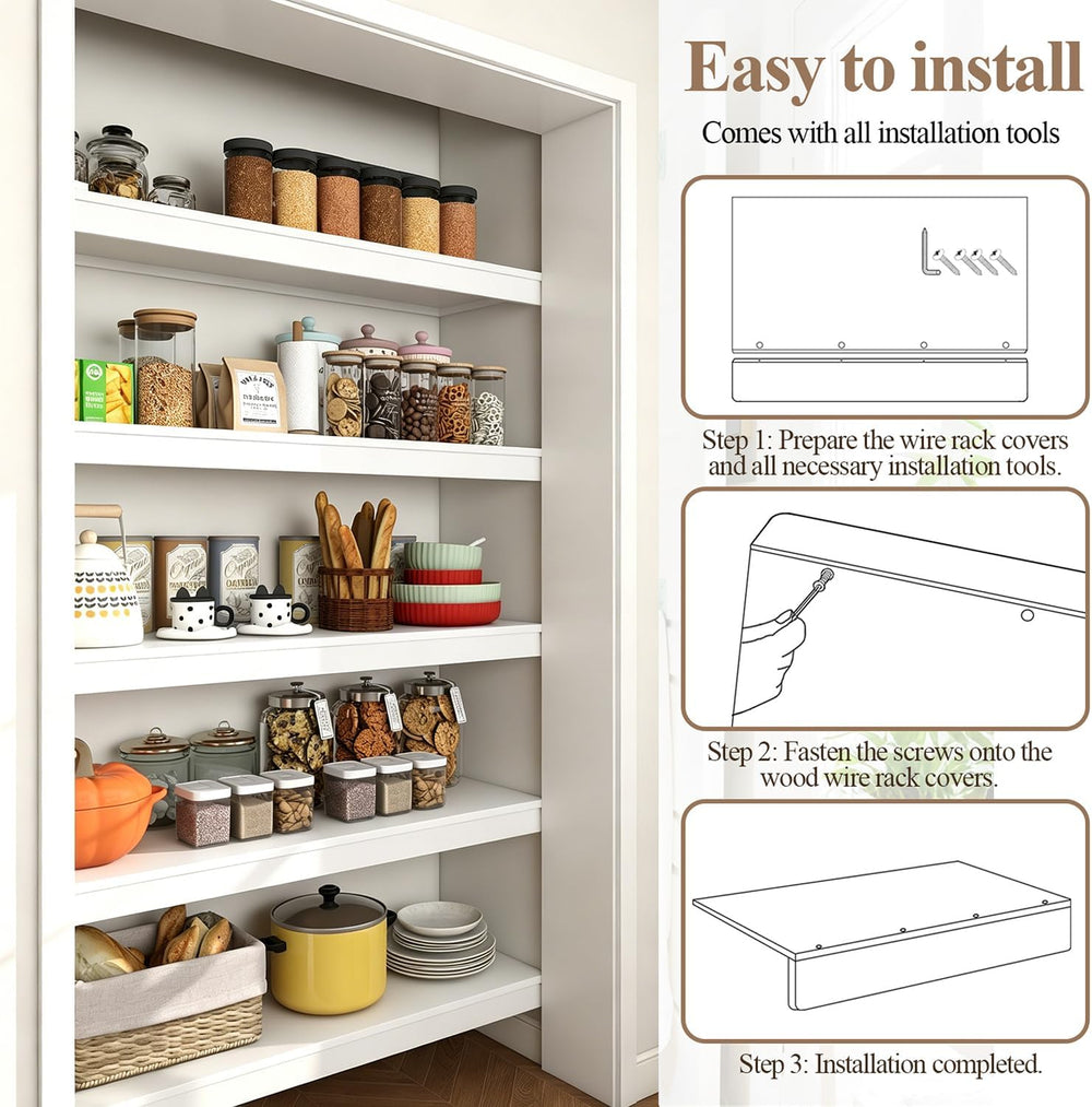 Wire Shelf Covers, Wire Rack Covers for Pantry 34"Wx16"D Wooden 5pc...