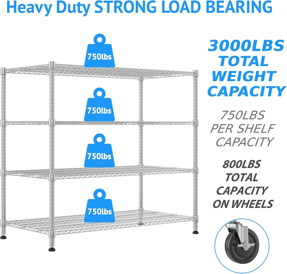 Homdox Heavy Duty Metal Shelves for Storage, 4 Tier Storage Racks and Shelvin...