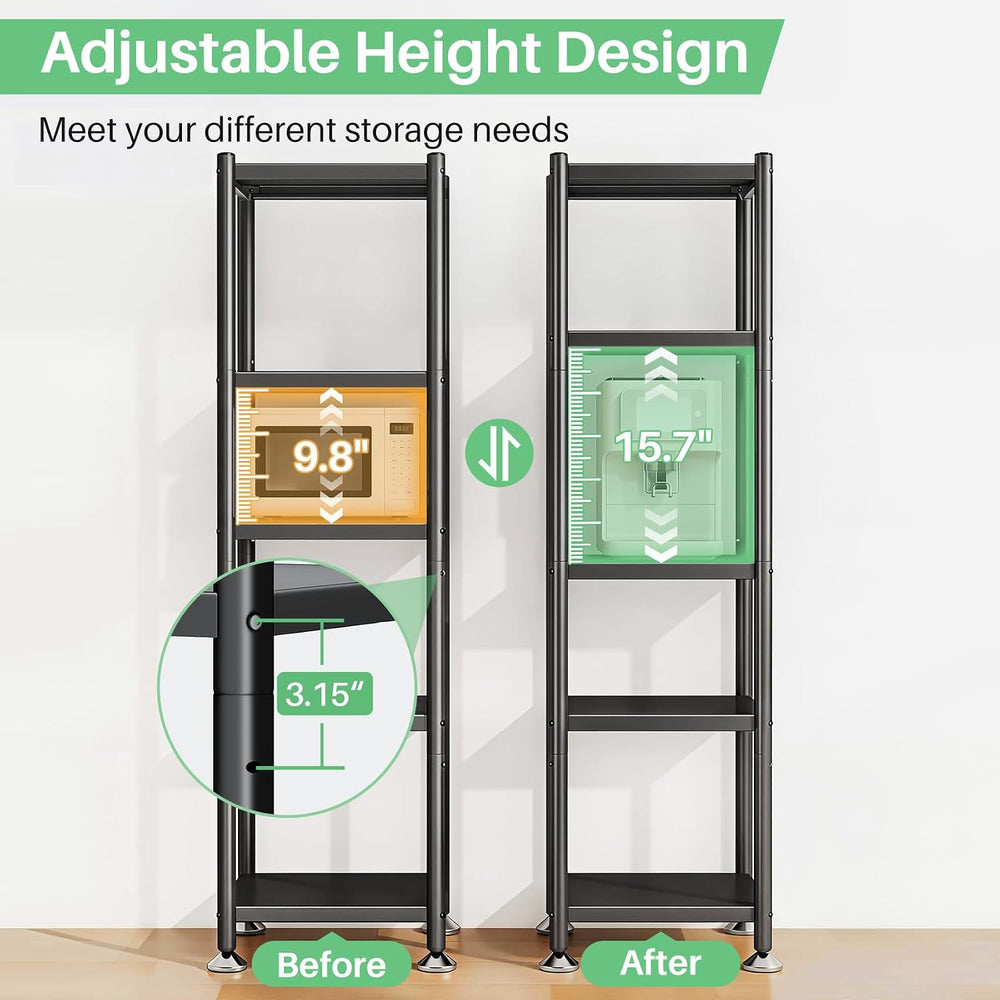 PXRACK 5-Tier Kitchen Storage Shelves, Adjustable Metal Shelves for Storage P...