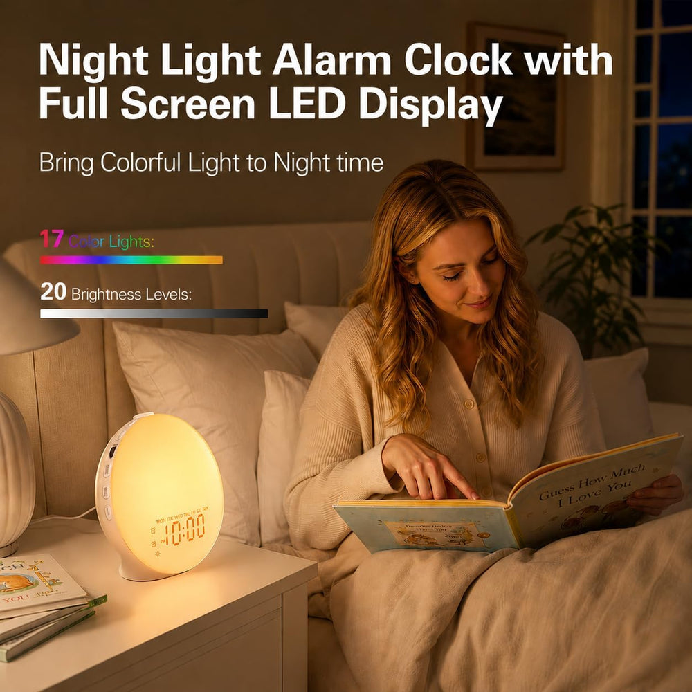 JALL Full Screen Dimmer Sunrise Alarm Clocks for Bedrooms, Wake Up Light with...