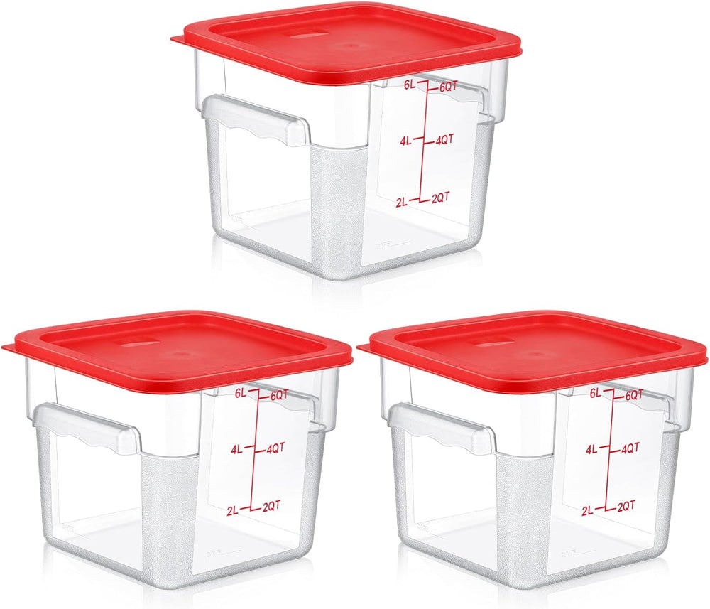 Ziliny 3 Sets 6 Qt Square Food Storage Containers with Lids Dough Proofing Bu...