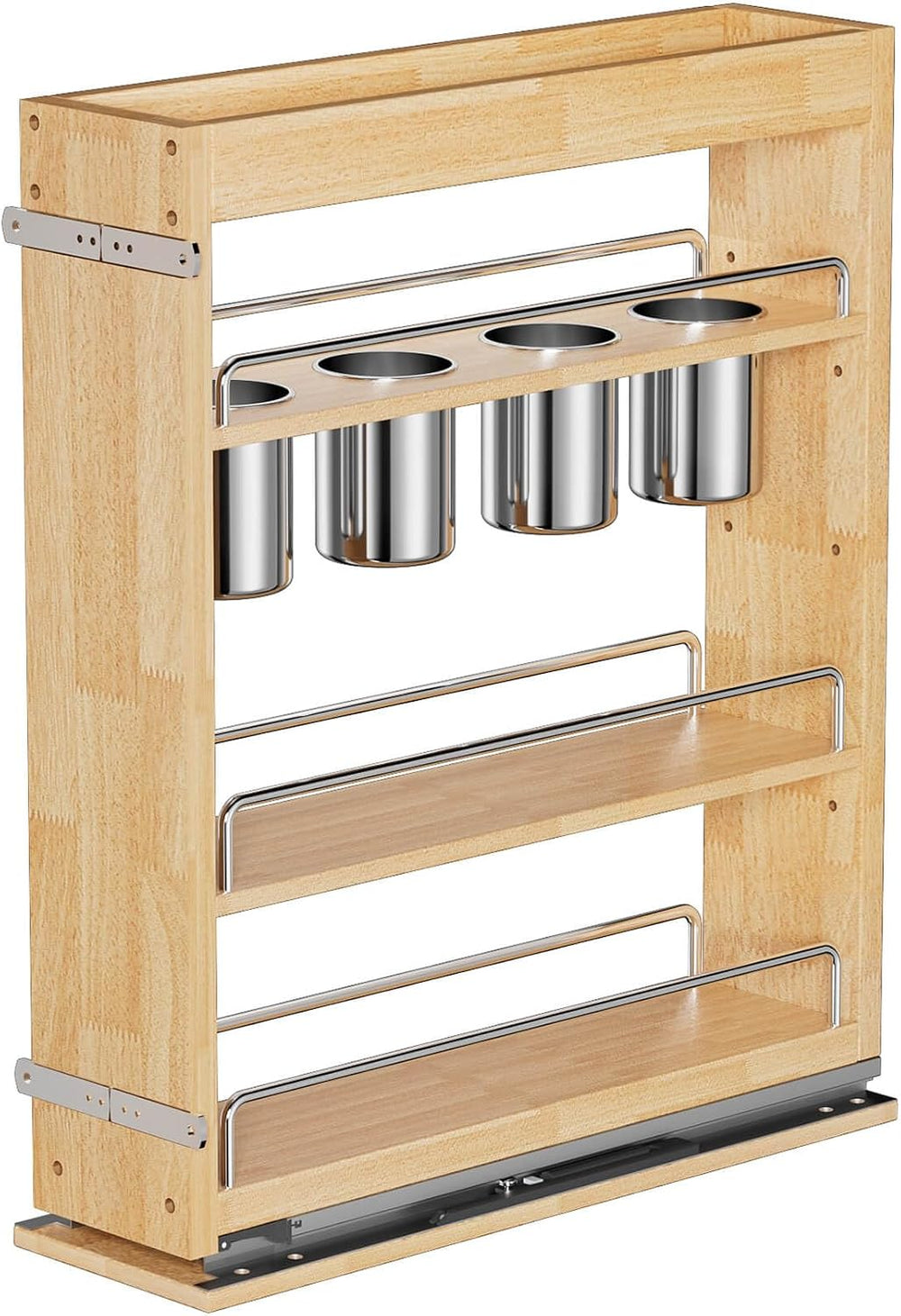 OCG 5" Pull-Out Solid Wood Storage Organizer for Base Cabinets, Soft Clo...