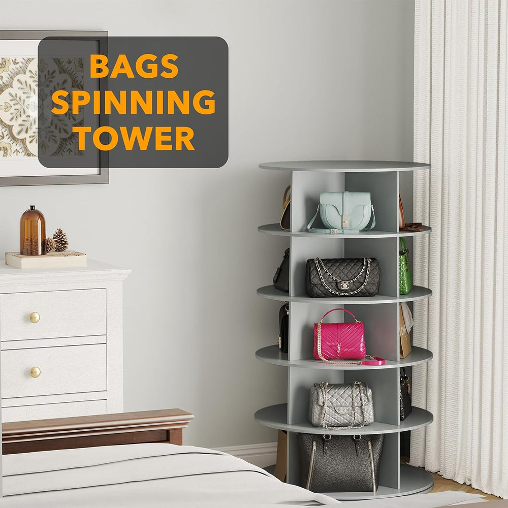 SpaceAid 5 Tier Rotating Shoe Rack Tower, Spinning Shoe Display Lazy Susan, R...