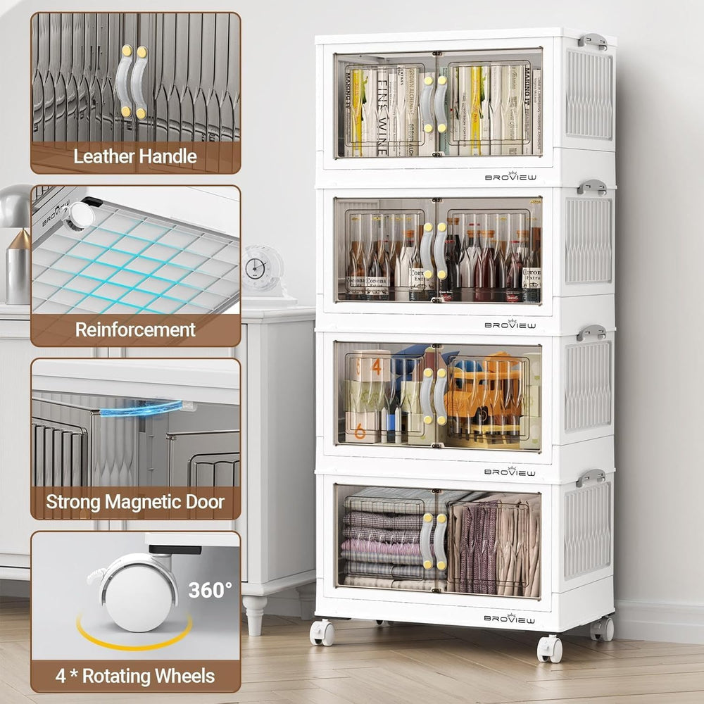 BROVIEW 180Qt Stackable Storage Bins with Lid, Extra Large Closet Organizer C...