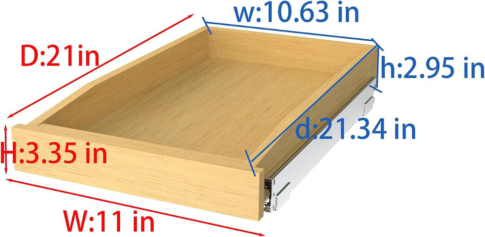 Wooden Pull out Cabinet Organizer 11" W x 21" D x 3.35" H, Hea...