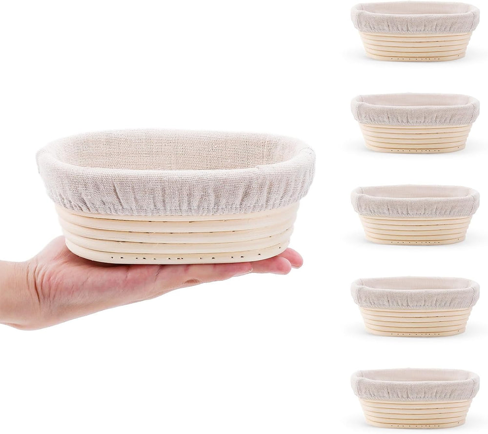 DOYOLLA Mini Oval Proofing Set (6.5inch, set of 5), Sourdough Proofing Basket...