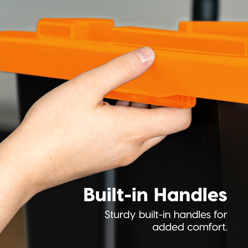 IRIS USA 3-Pack 27 Gal Heavy Duty Storage Tote Bins with Lids, Orange