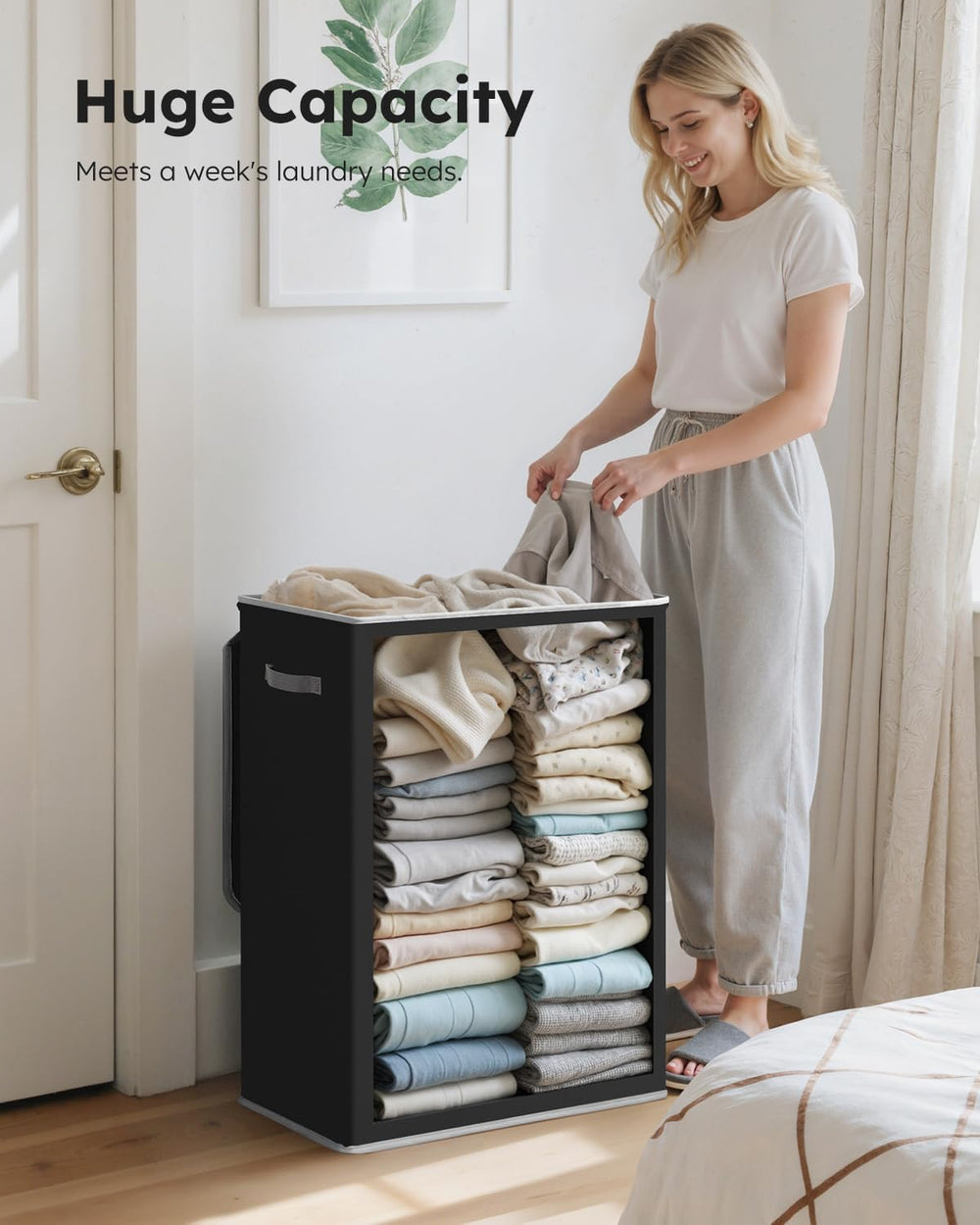 SOLEDI 130L Laundry Hamper with Lid, Large Collapsible Laundry Basket