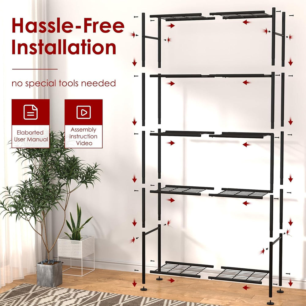 Sakugi Storage Shelves - 5 Tier Shelf Organizer, Heavy Duty Garage Shelving U...