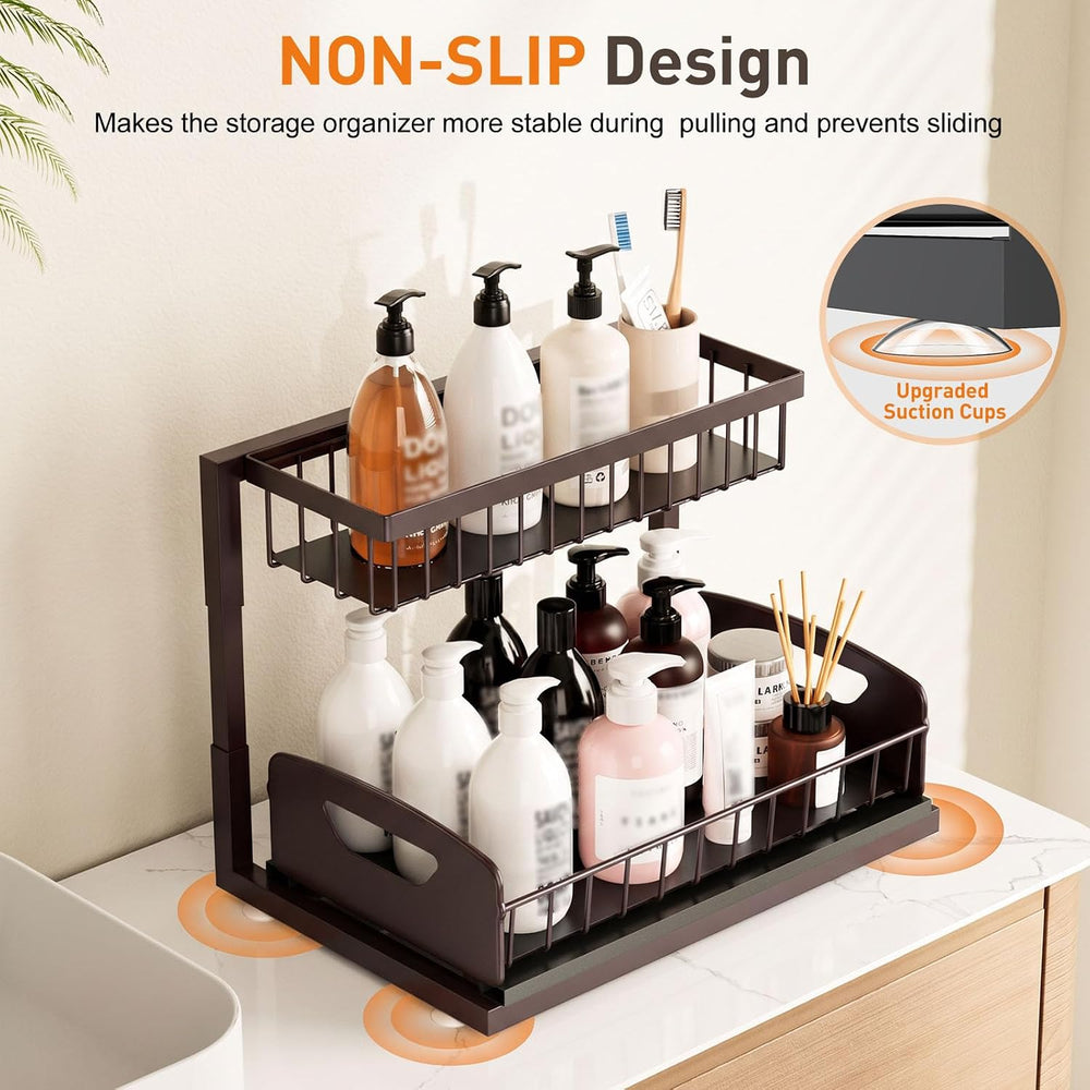 AIDIAM Under Kitchen Sink Organizer, Metal Pull Out Bathroom Organizers and S...