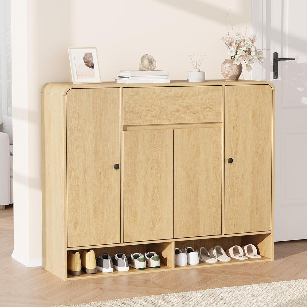 Garvee Shoe Cabinet with 4 Doors and 1 Drawer, Freestanding Wood Shoe Storage...