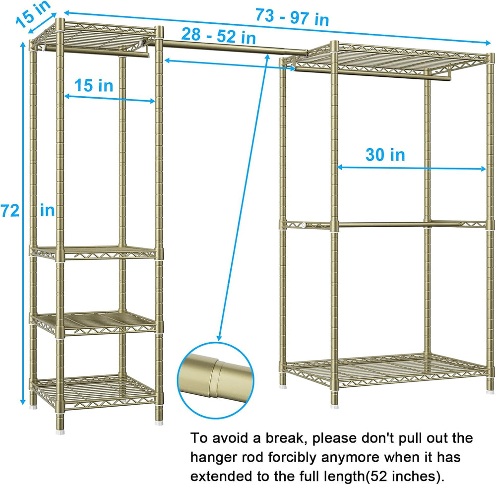 Ulif E10 Clothes Rack（With Stretchable Hanger Rod）Freestanding Clothing Racks...