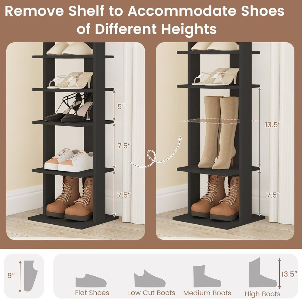 Tangkula 8-Tier Vertical Shoe Rack, Space-Saving Corner Shoe Organizer for 7 ...