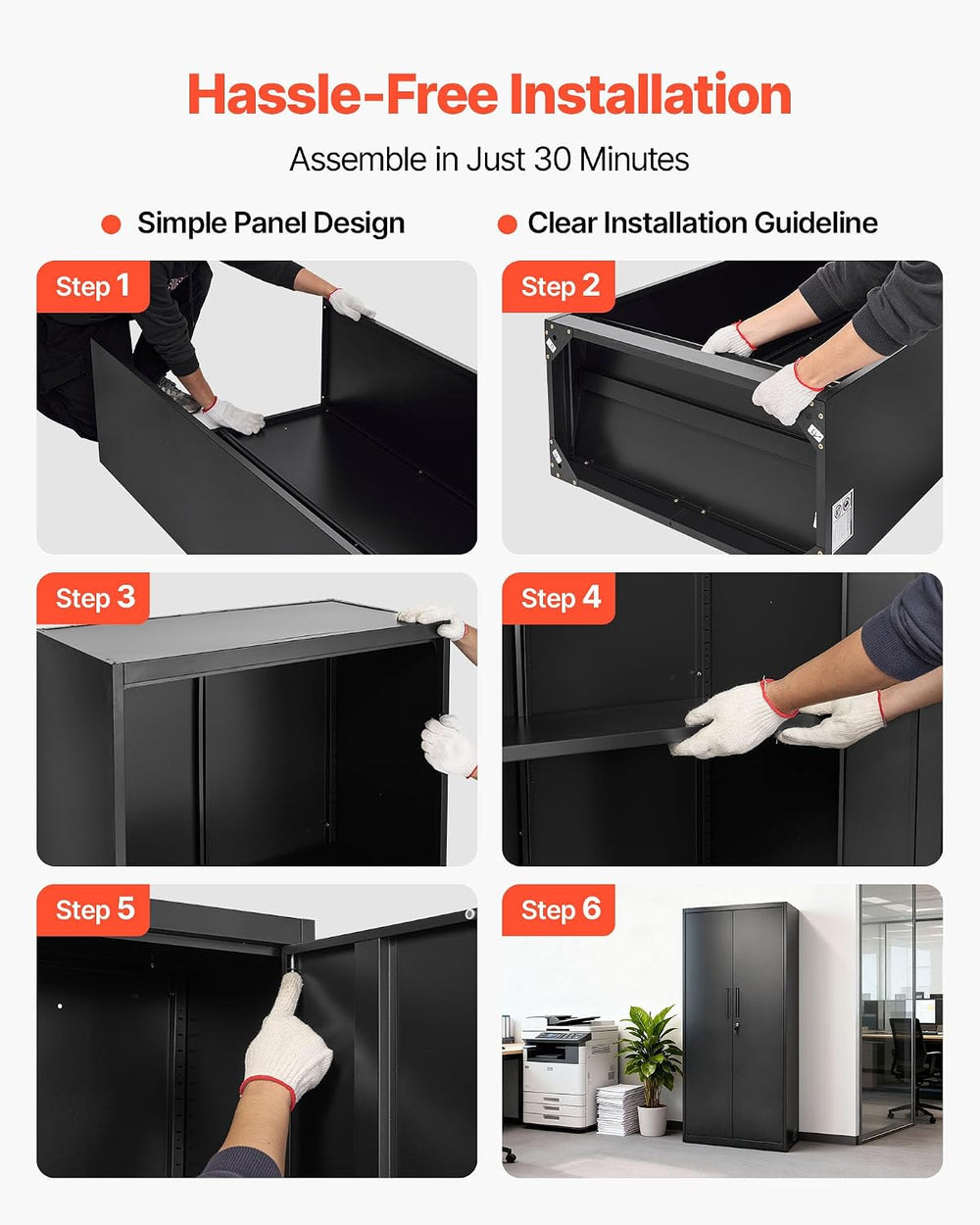 VEVOR Metal Storage Cabinet, 68.9 in Lockable Steel Garage Cabinet with 4 Adj...
