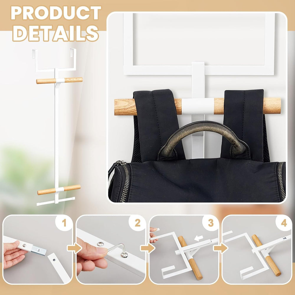 Over The Door Backpack Hanger, 2 Tiered Metal Storage Rack Backpacks Hooks