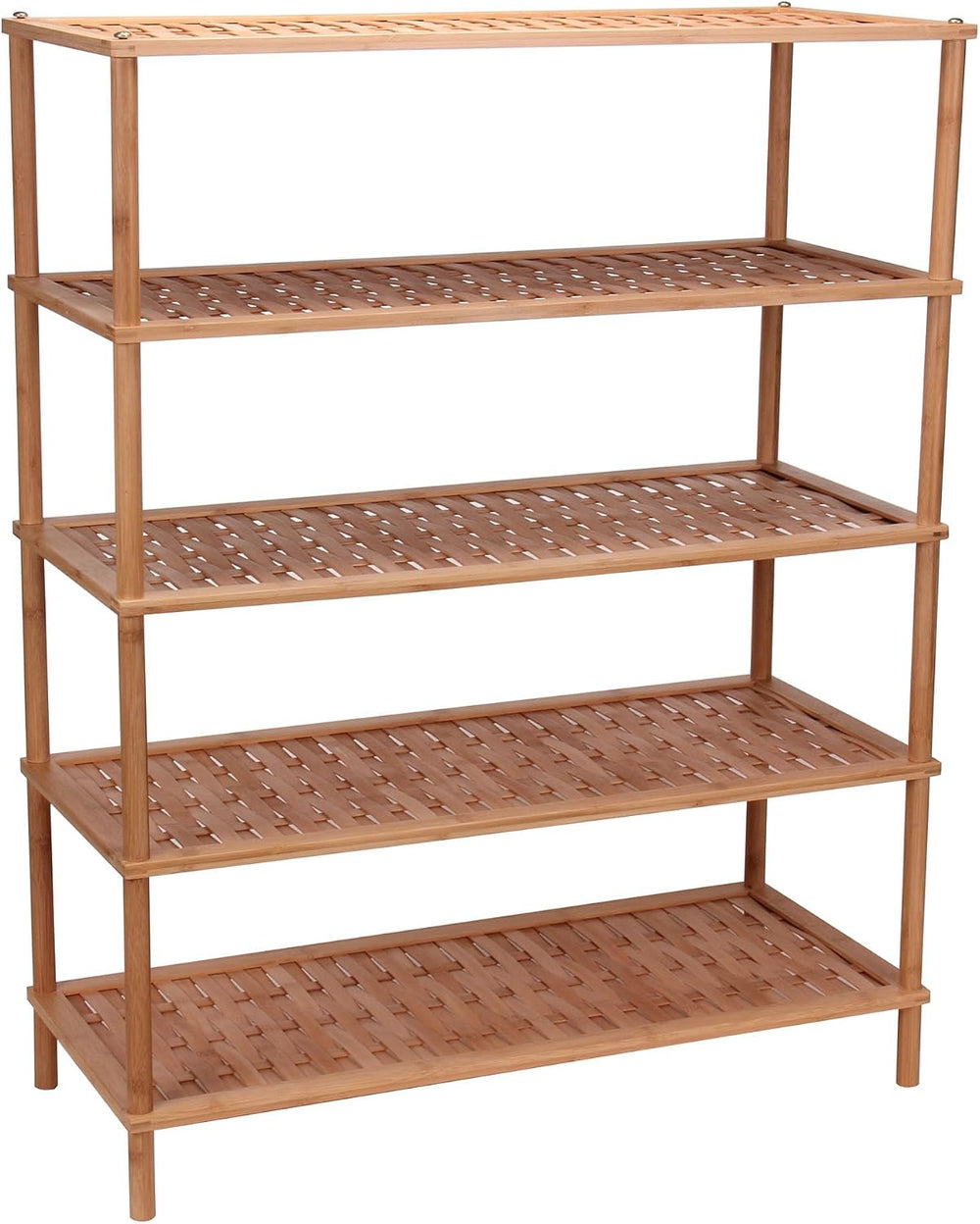 Household Essentials 5 Tier Bamboo Shoe Rack, Lightweight Storage Shelf, Bask...