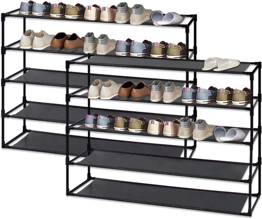 Jerry & Maggie 5 Tier Fabric Shoe Rack, 39 in W x 11 in D x 29 in H, Wate...