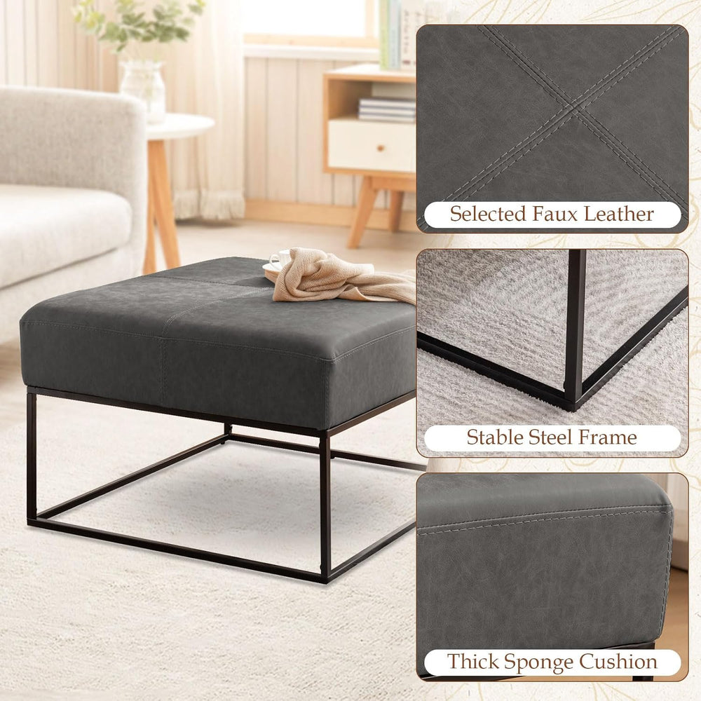 Modern Square Coffee Table, Farmhouse Ottoman for Living Room, Large Vintage ...