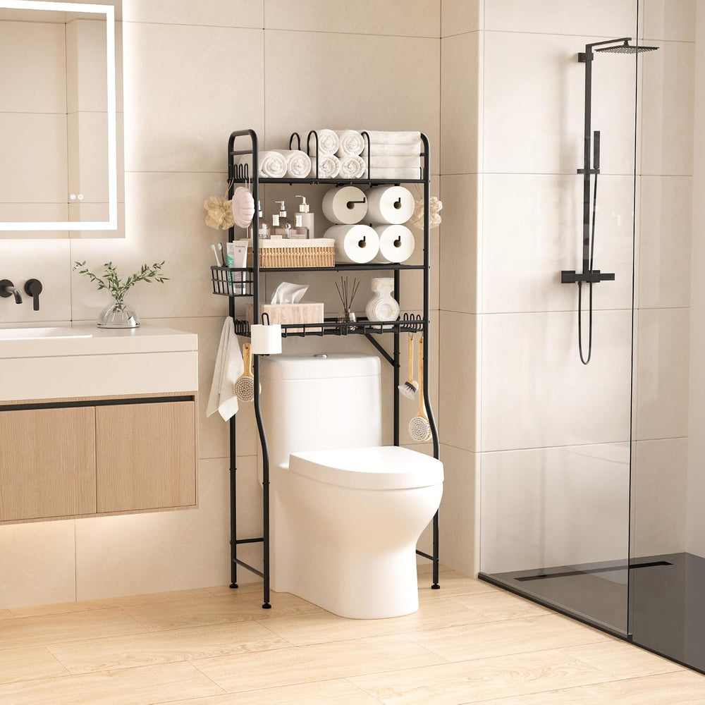 Over The Toilet Storage Rack, 3-Tier Bathroom Organizer Shelf Over Toilet wit...