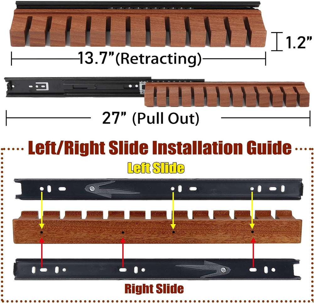 Walnut 12 Belts Organizer with Sliding System
