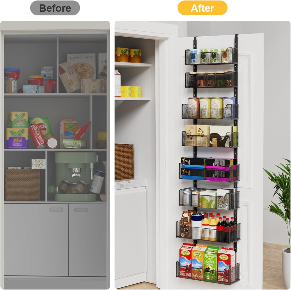 VyGrow Over the Door Organizer, 8-Tier Pantry Organizer with Fully Enclosed M...