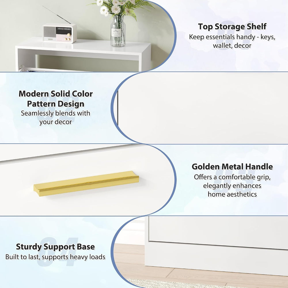 Shoe Cabinet Storage with 2 Flip Drawers and Closed Base, White丨Hidden Shoe O...