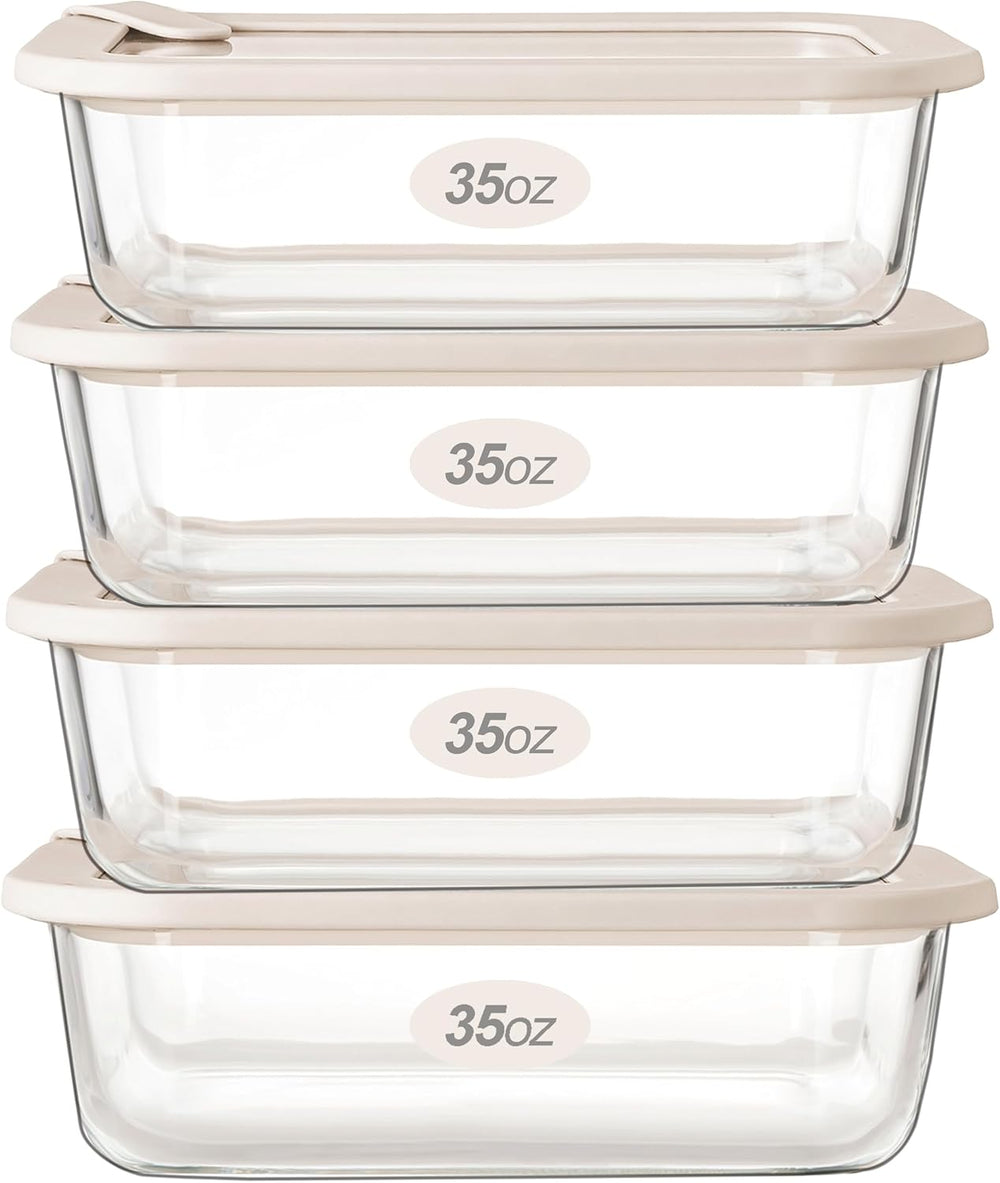 Urban Green Glass Food Storage Containers with Glass Lids, Microwave Safe Foo...