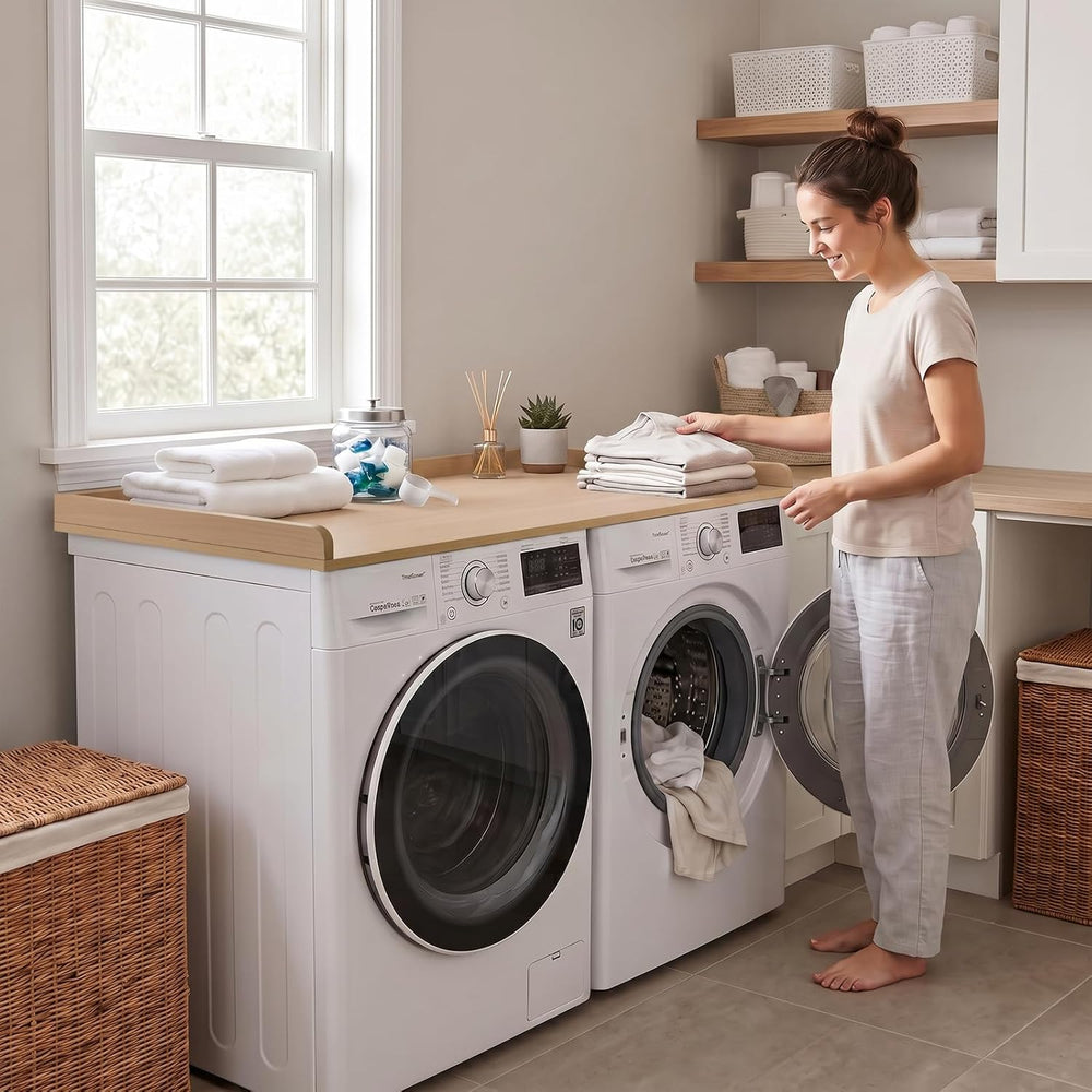 Kaboon Washer Dryer Countertop, Melamine Countertop with Edge Rails - 27.5&qu...