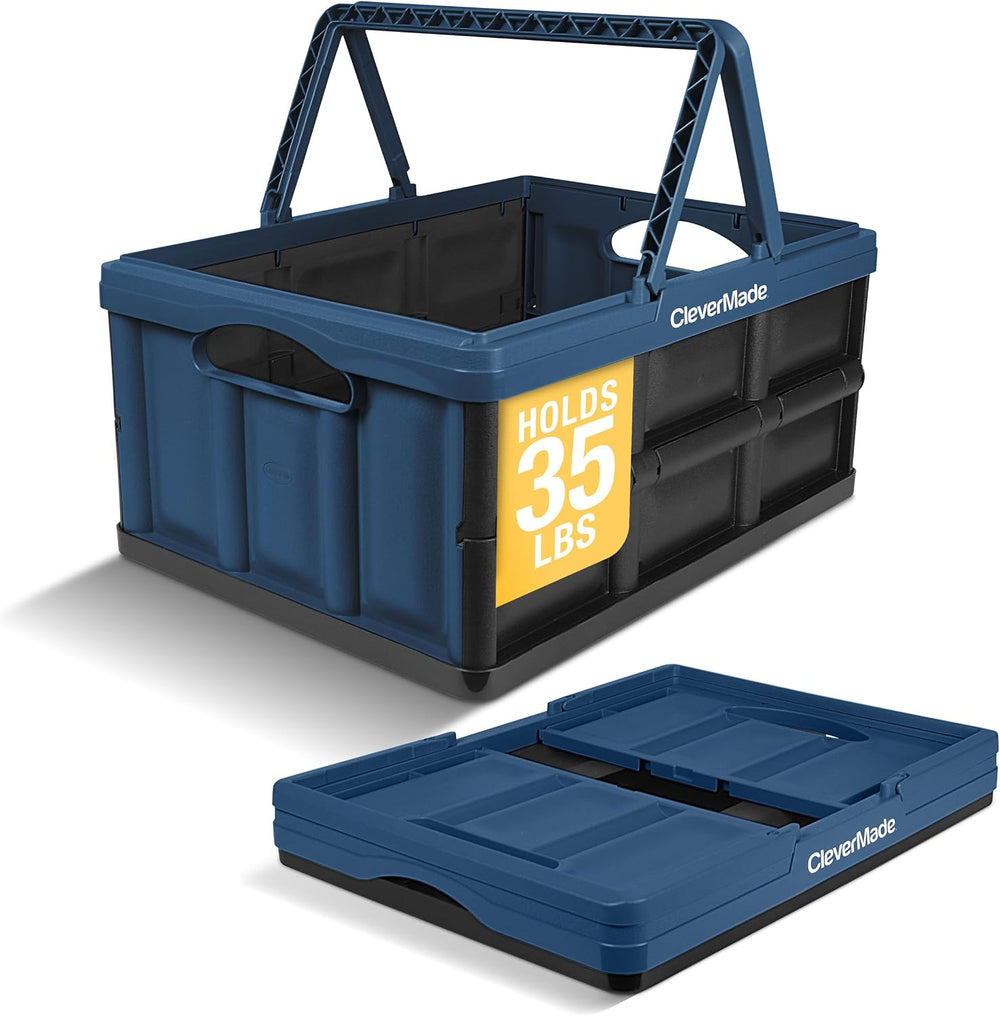 CleverMade Collapsible Basket With Handles, 32L 1 Pack, 35 lb, Ocean