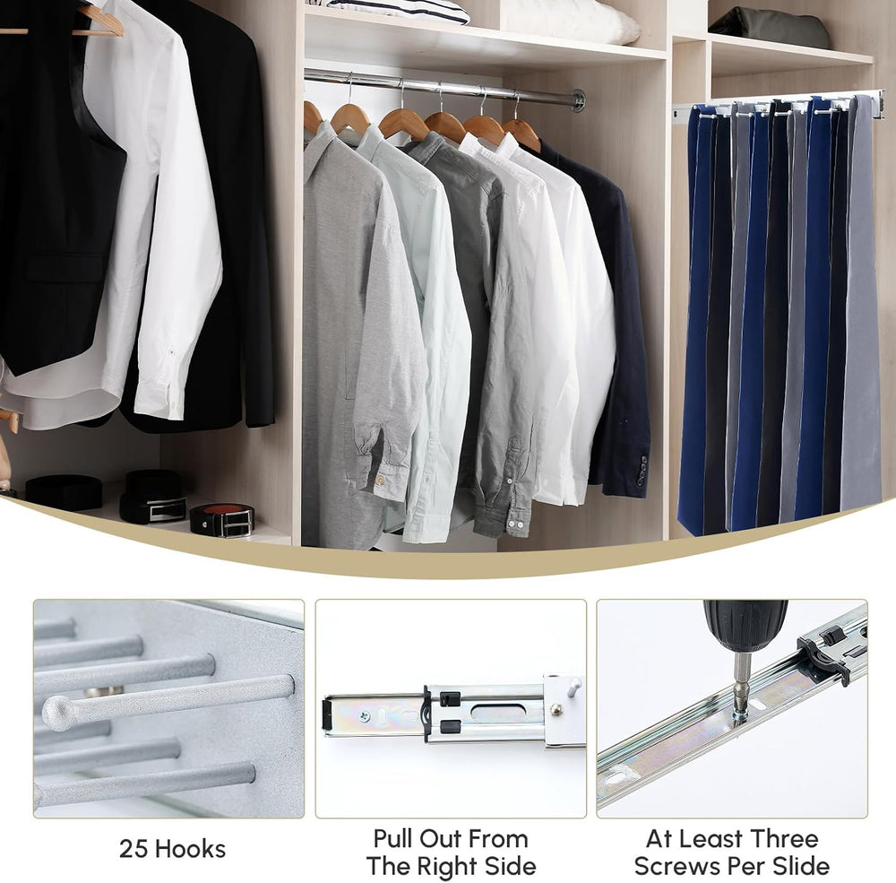 Blulu 2 Pcs 13.8'' Sliding Tie Rack Hangers for Closet, 25 Tie Each, ...