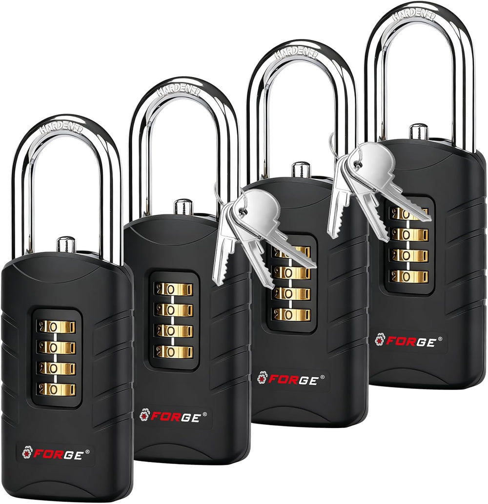 Forge 4-Digit Combination Padlock with Backup Keys, Recover Forgotten Code, W...