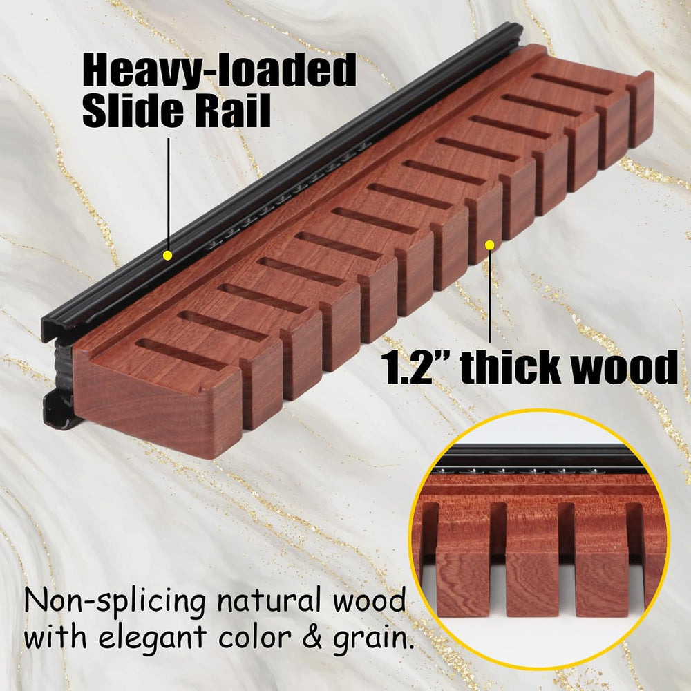 Walnut 12 Belts Organizer with Sliding System