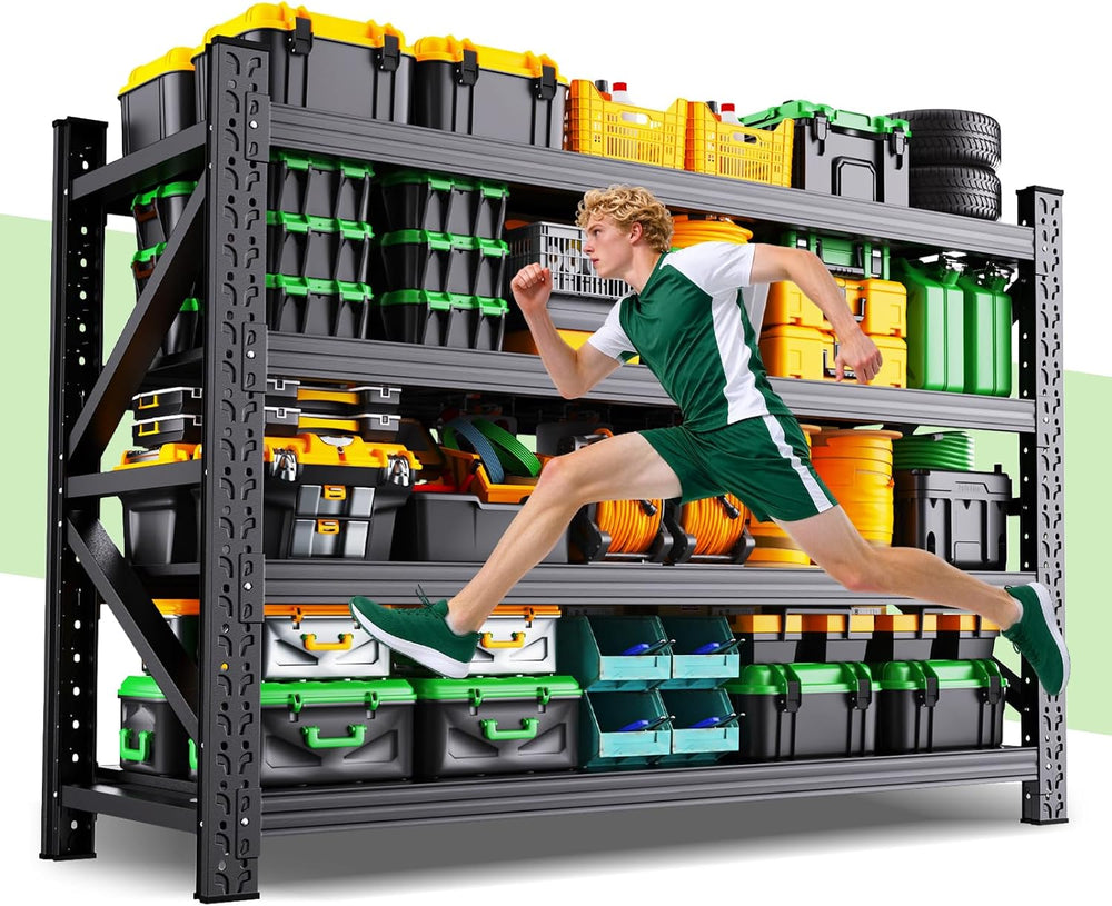 69'W Storage Shelves,4 Tier Heavy Duty Metal Garage Shelving