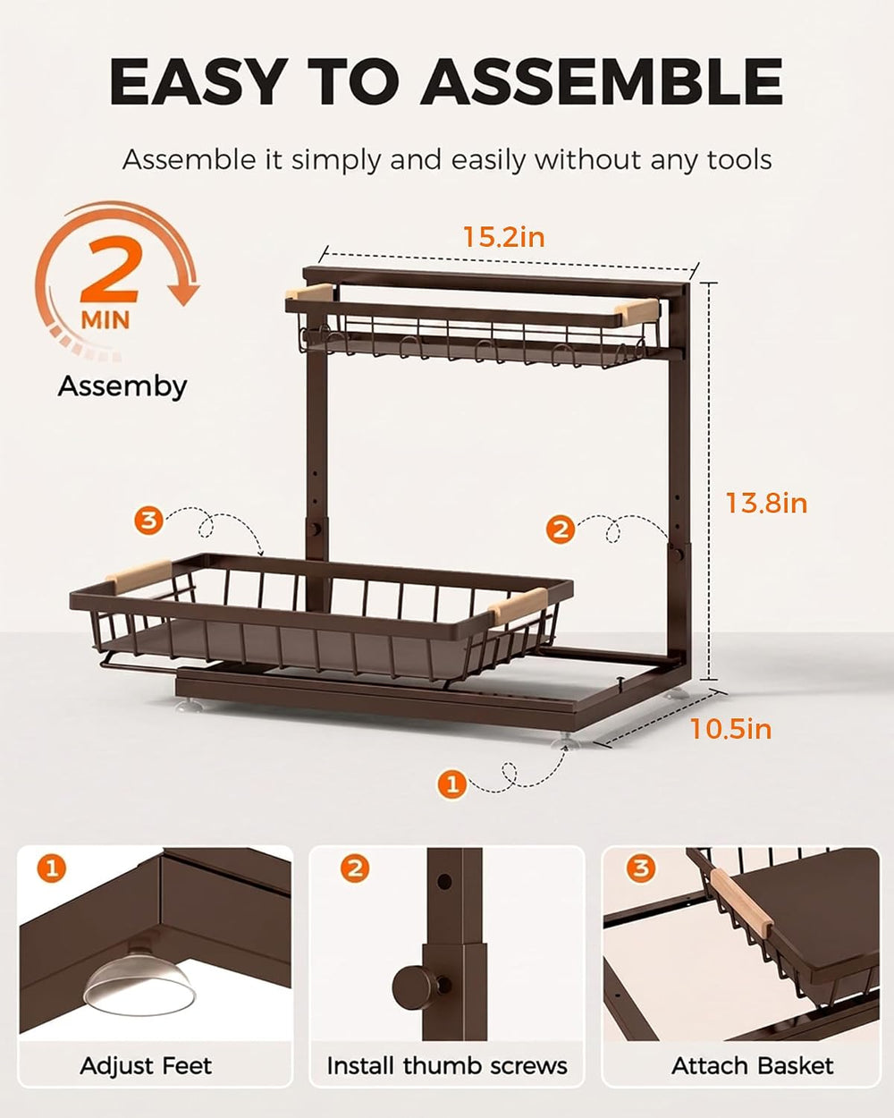 Sevenblue 2-Pack 2-Tier Height Adjustable Under Sink Organizer & Storage