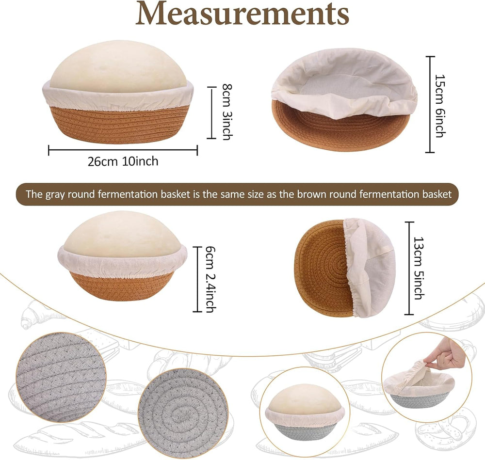 10 Inch Oval Cotton Banneton Proofing Basket Set of 6, Mini Sourdough Bread B...