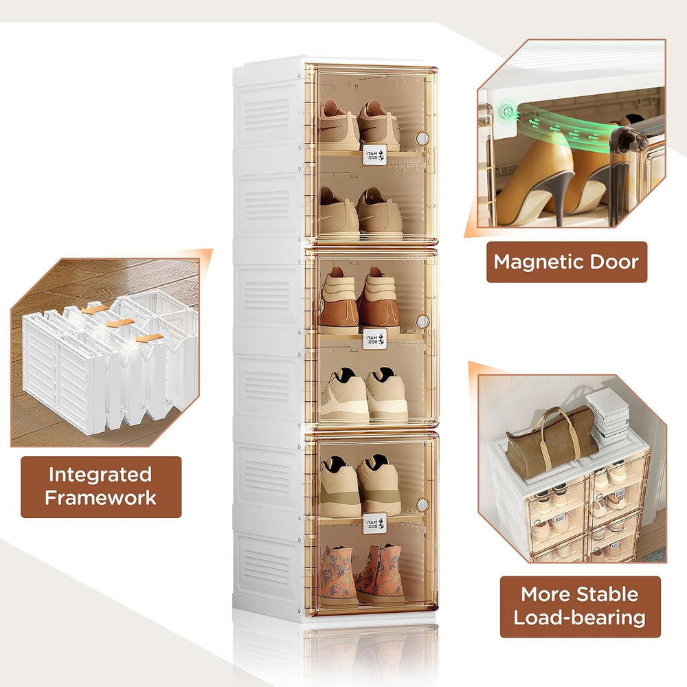 ANTBOX Shoe Organizer Storage Box, Portable Folding Shoe Rack for Closet with...