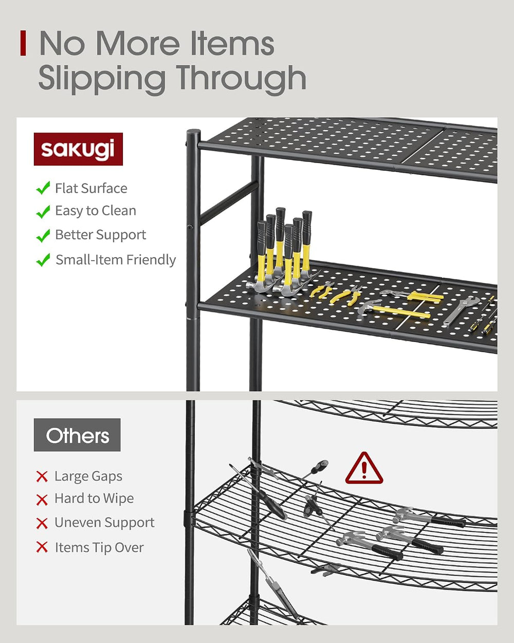 Sakugi 5-Tier Garage Shelving Unit - Heavy-Duty Metal Storage Shelves, Anti-T...