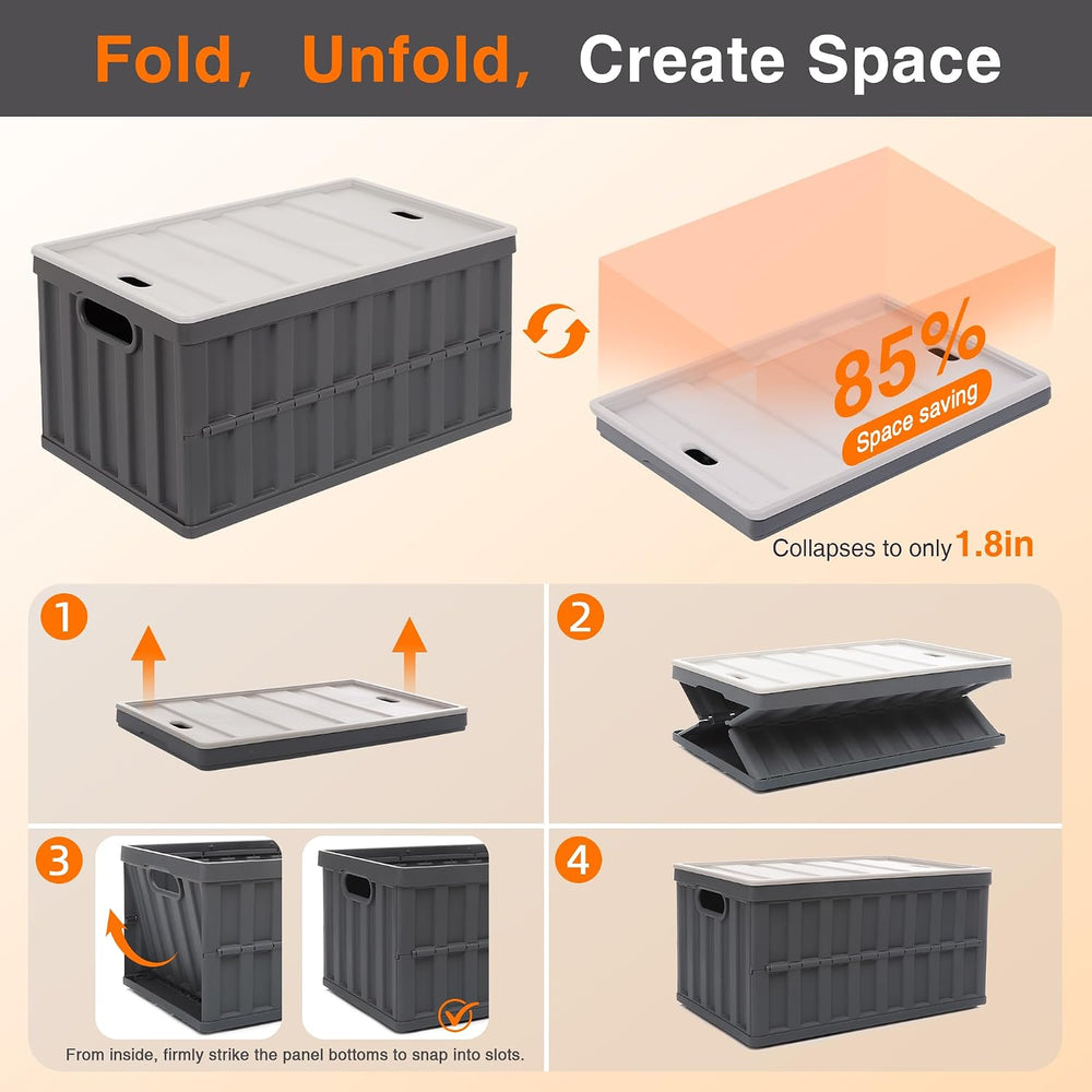 Citylife 64L Collapsible Storage Bins with Lids Plastic Storage Containers fo...