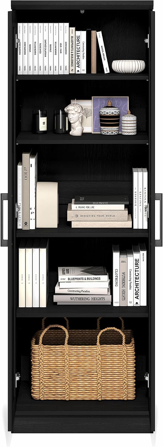 Furinno Robin Storage Cabinet, 5-Tier Pantry Cabinet with Adjustable Shelves,...