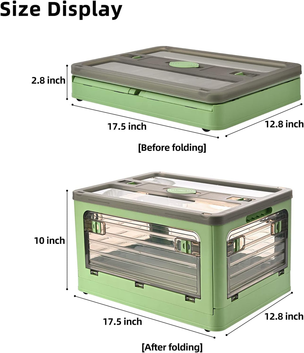 32Qt Plastic Storage Bins with Lid, Collapsible Storage Bins with Wheels, Sto...