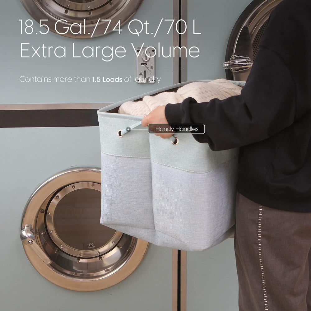 Sea Team Oversized Rectangle Canvas Open-Top Storage Baskets, 3-Pack