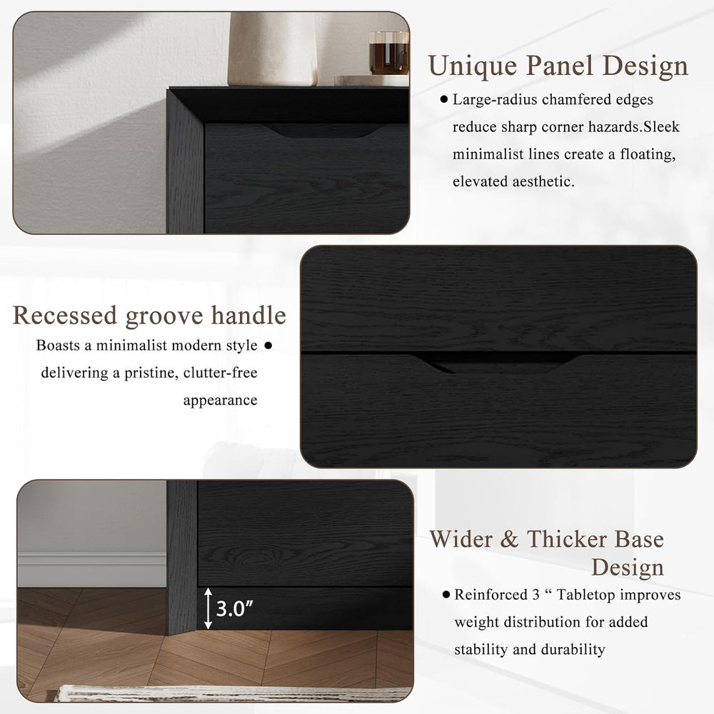 YANSNWO Black 6 Drawer Dresser for Bedroom, 47.4" Tall Chest of Drawers