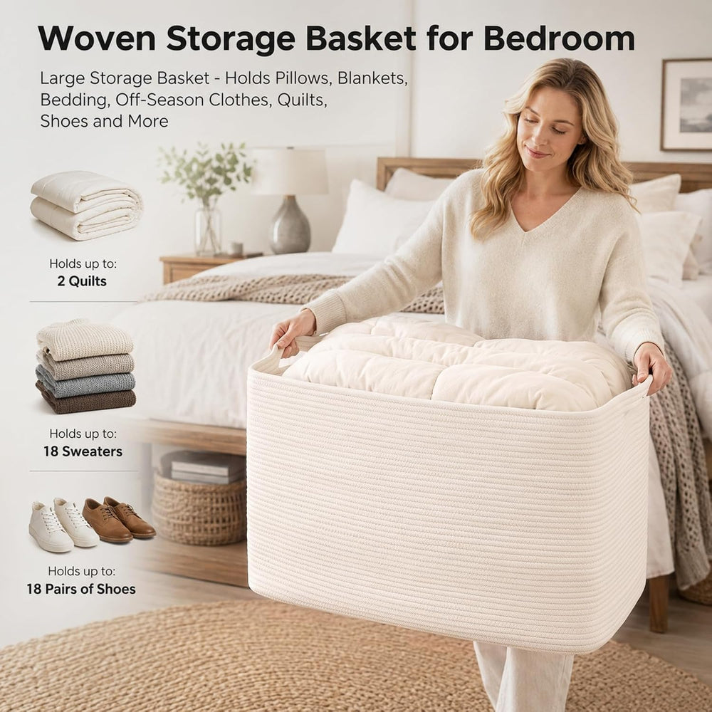 OIASKET 108L Extra Large Blanket Basket Living Room, 24.8" x 16.2" ...