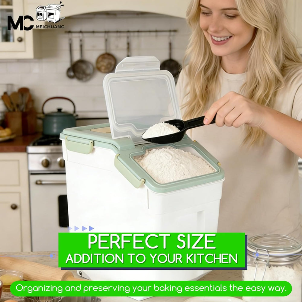 4 Pack Grain Food Storage Container, 20LB Airtight Rice Bin Storage Bucket wi...