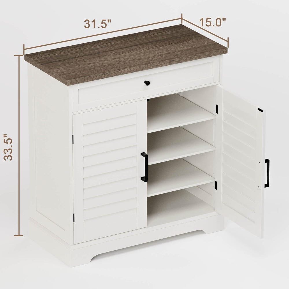 ChooChoo Farmhouse Shoe Cabinet with 2 Doors and 4-Tier