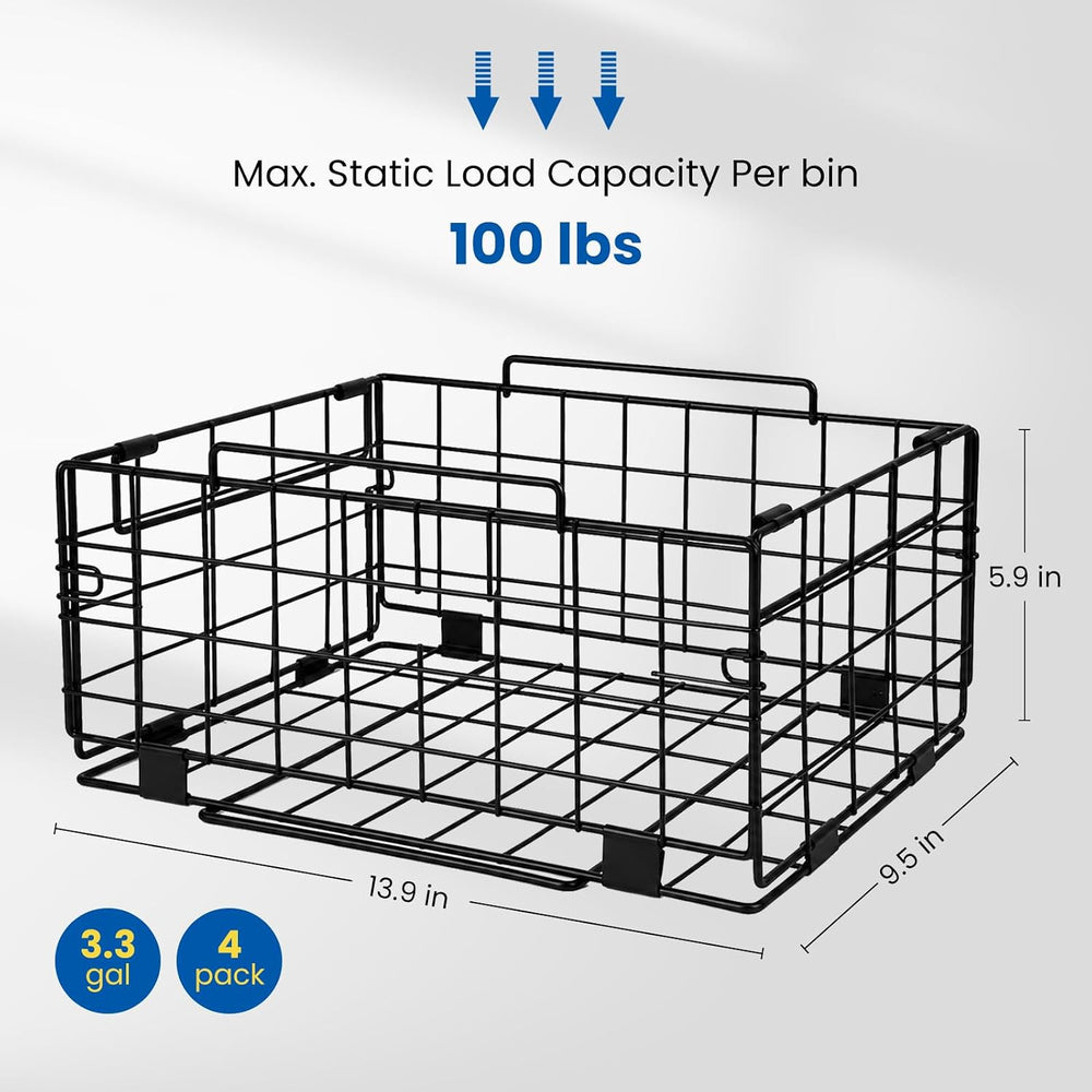 Reinforced Freezer Organizer Bins, 4 Pack Heavy Duty Metal Freezer Baskets, S...